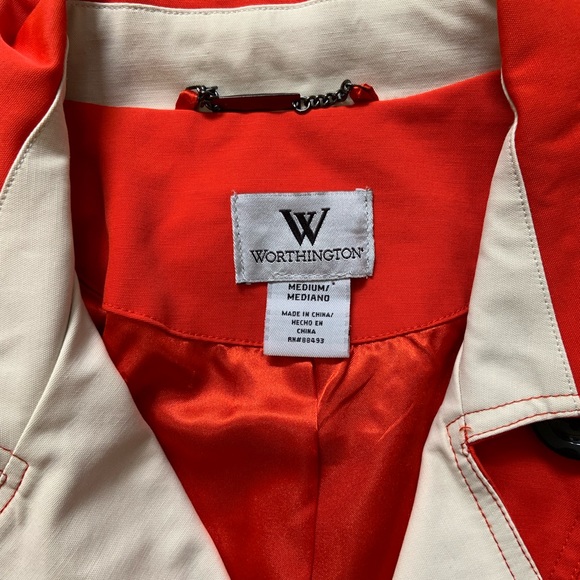 Worthington Orange Red Pea Coat - Picture 3 of 7